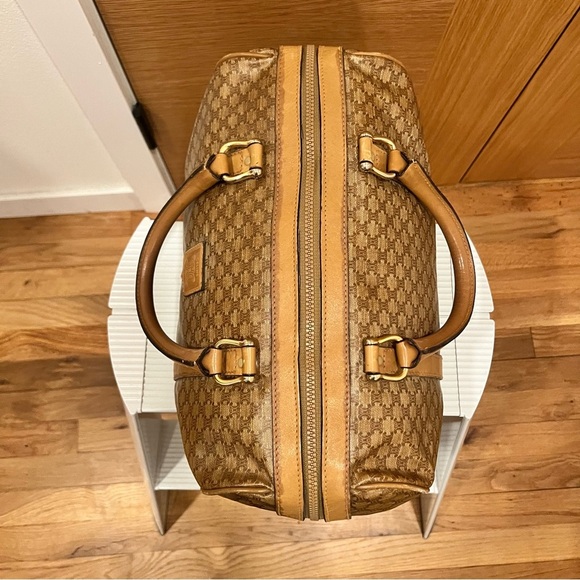 CELINE Macadam Leather & PVC Boston Bag Brown Authentic - Picture 14 of 14